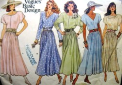 1883 1987 LONG FLARE SS-LS POCKET DRESS PATTERN 8-12